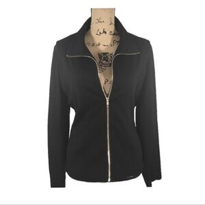 Lynn Ritchie Silver black silver zipper Jacket size smalll